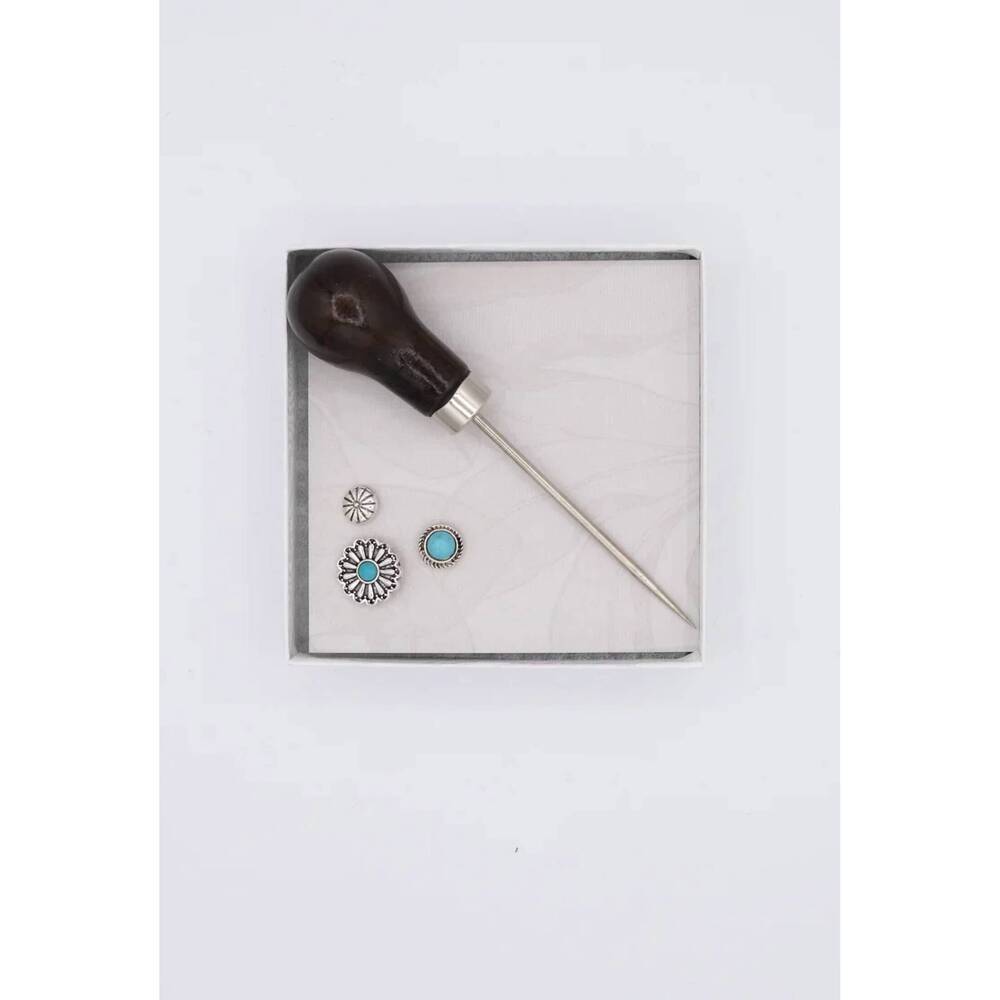 NEW FLEASTYLE women's western hat pin kit in silver/turquoise